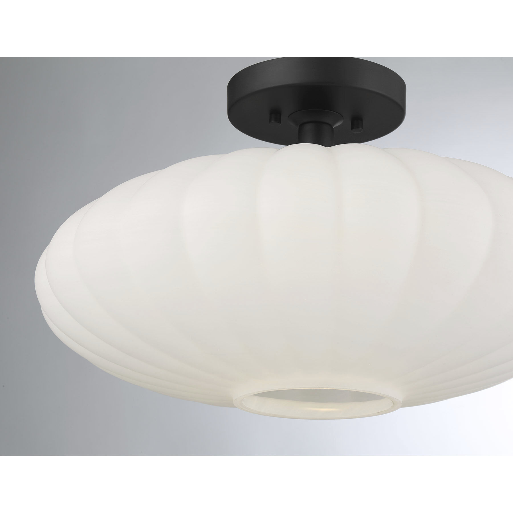 Traditional 1 Light 18 inch Matte Black Semi-Flush Ceiling Light