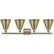 Ballston Cone 4 Light 38 inch Antique Brass Bath Vanity Light Wall Light