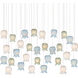 Polpo 30 Light 54 inch Silver Linear Pendant Ceiling Light