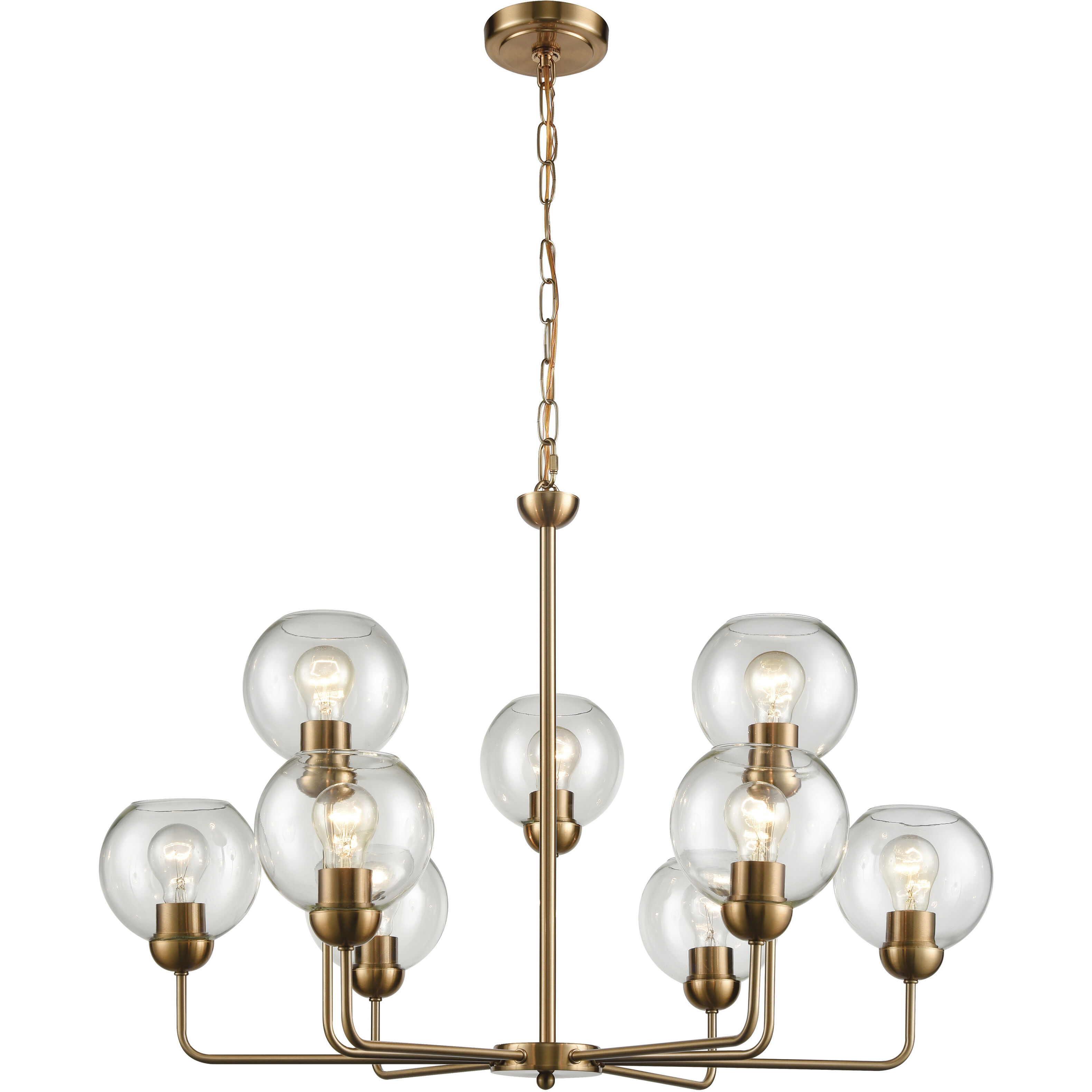 Astoria 9 Light 32 inch Satin Gold Chandelier Ceiling Light