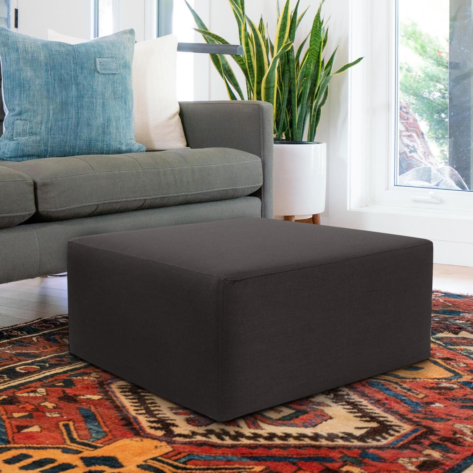 Universal 17 inch Charcoal Outdoor Ottoman, 36in Square, The Seascape Collection