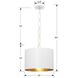 Alston 1 Light 12 inch Matte White and Antique Gold Mini Pendant Ceiling Light