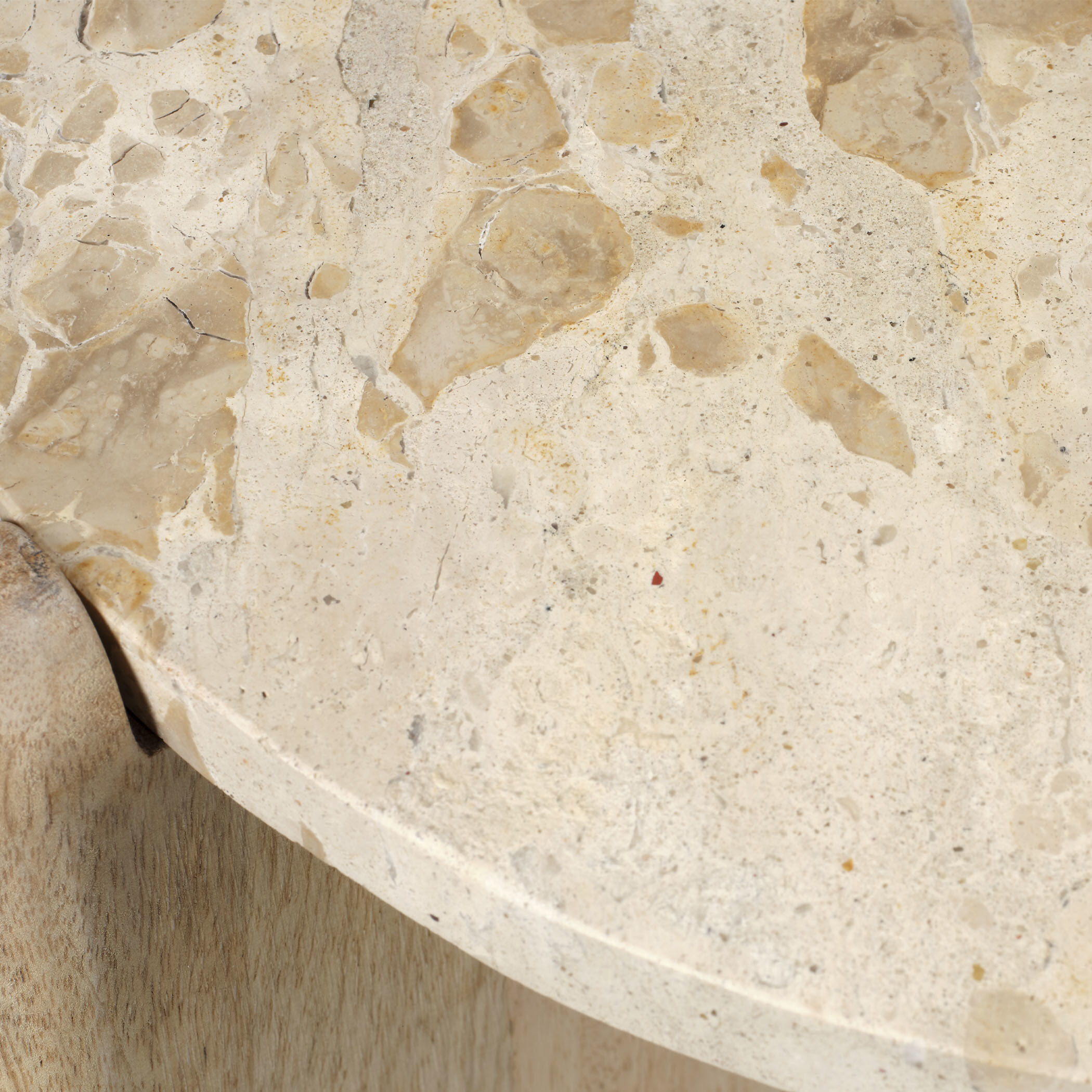 Quarry Side Table in Natural Light Mango Wood and Natural Tan Stone