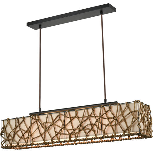 Bindan 3 Light 39 inch Natural with Bronze Linear Chandelier Ceiling Light