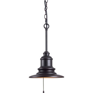 Broadcast 1 Light 10 inch Oil Rubbed Bronze With Copper Highlight Outdoor Pendant