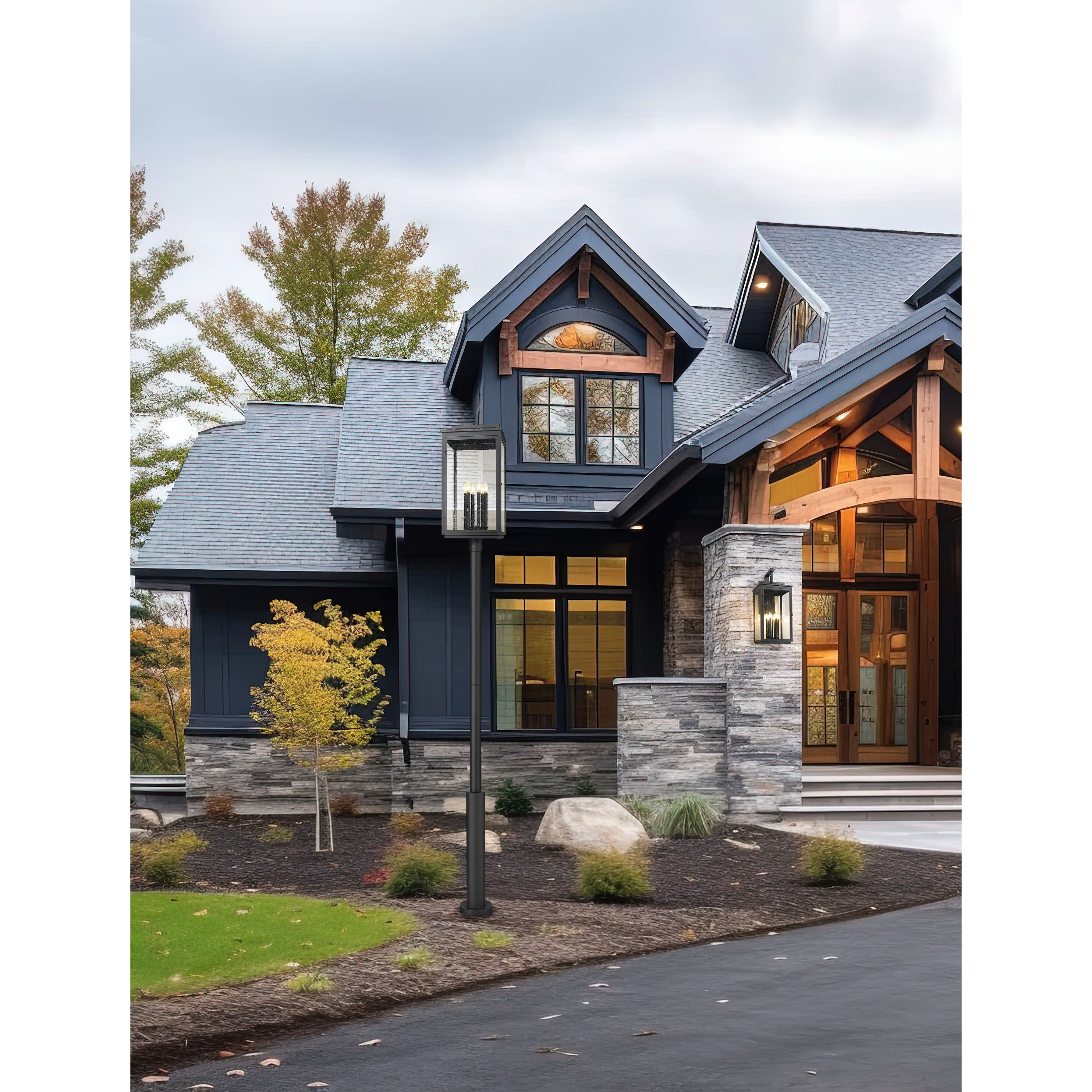 Hartwell 6 Light 127.25 inch Sand Black Outdoor Post Mounted Fixture