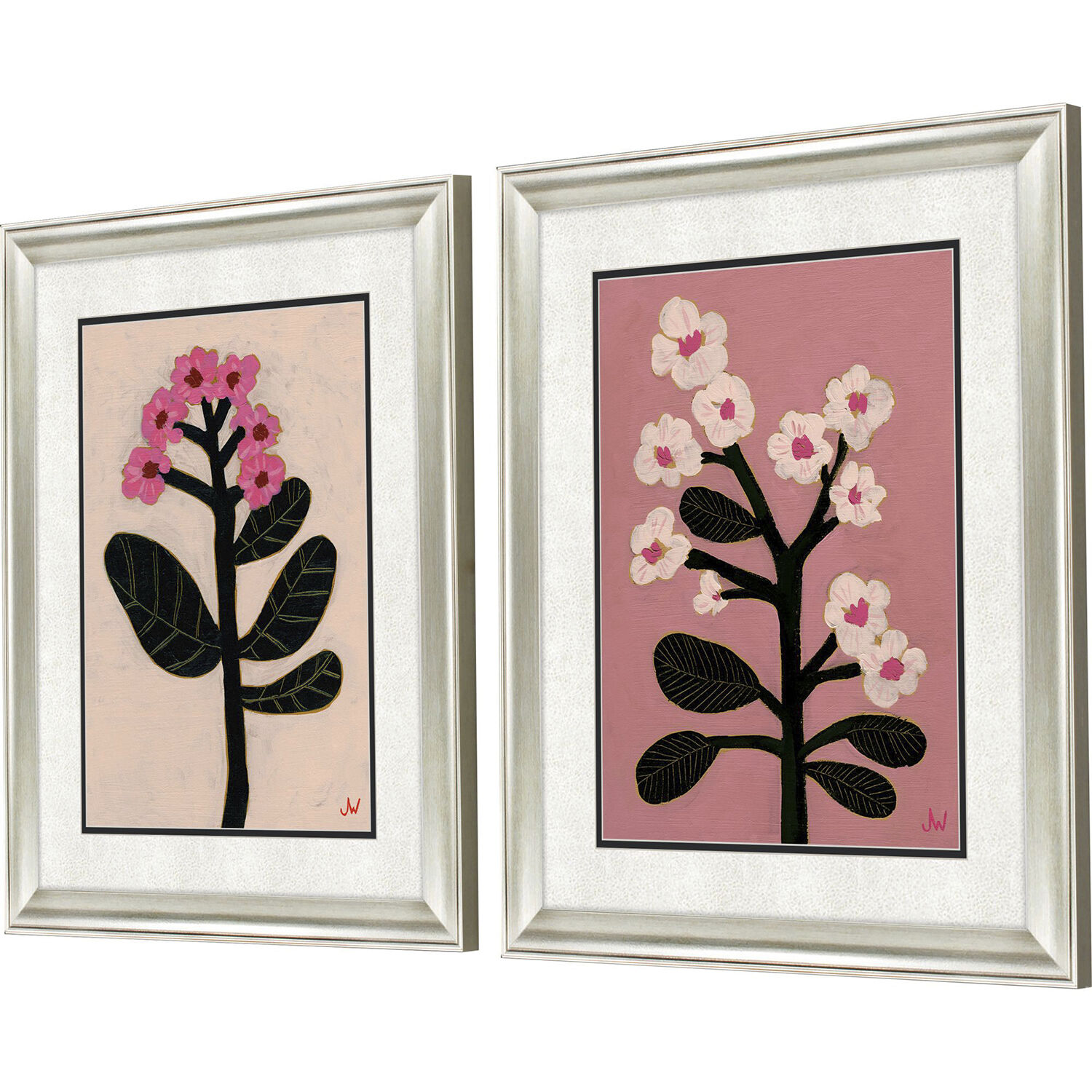 Pastel Garden Black and Blue and Pink and White Framed Art, Propac