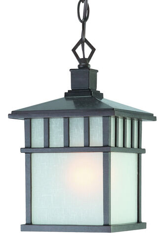 Barton 1 Light 7 inch Olde World Iron Exterior Hanging Lantern in White Linen