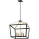 Mavonshire 4 Light 22 inch Black and Aged Gold Brass Chandelier Ceiling Light