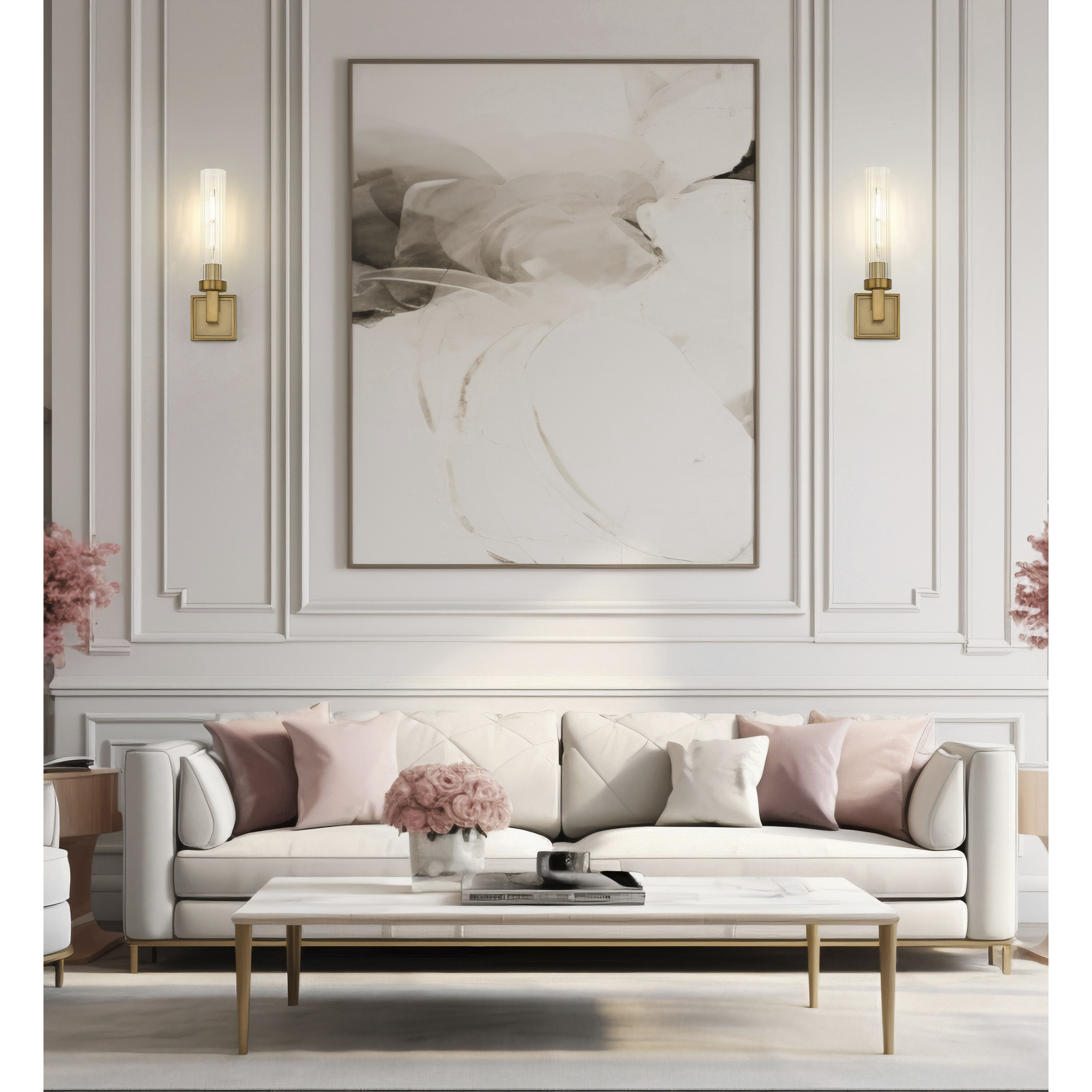 Beau Wall Sconce Wall Light in Rubbed Brass