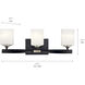 Marette 3 Light 23 inch Black Wall Mt Bath 3 Arm Wall Light