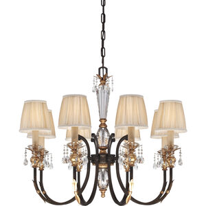 Bella Cristallo 8 Light 35 inch French Bronze with Gold Chandelier Ceiling Light