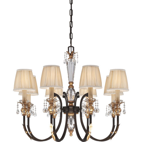 Bella Cristallo 8 Light 35 inch French Bronze with Gold Chandelier Ceiling Light