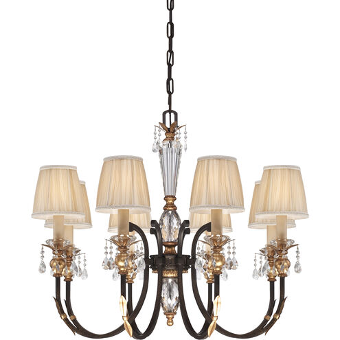 Bella Cristallo 8 Light 35 inch French Bronze with Gold Chandelier Ceiling Light