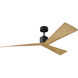 Adler 60 inch Midnight Black with Natural Honey ABS Blades Ceiling Fan in Matte Black