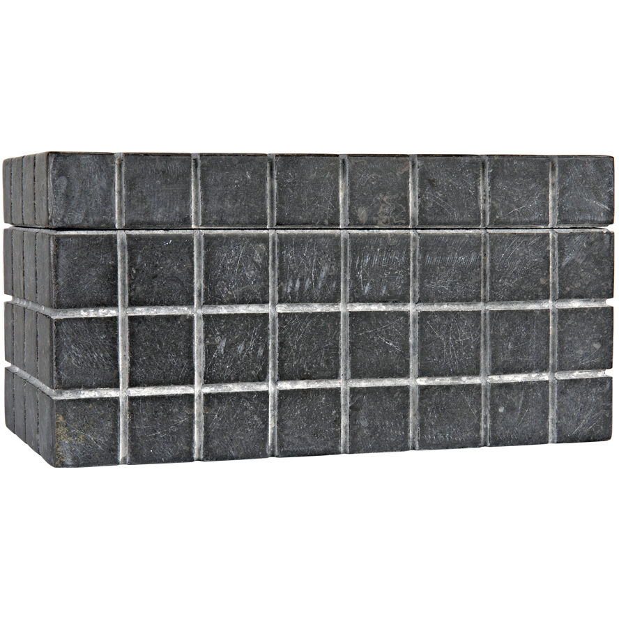 Berlin 9 X 4.5 inch Black Marble Box, Set of 2