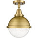 Franklin Restoration Hampden 1 Light 9 inch Brushed Brass Flush Mount Ceiling Light in Seedy Glass