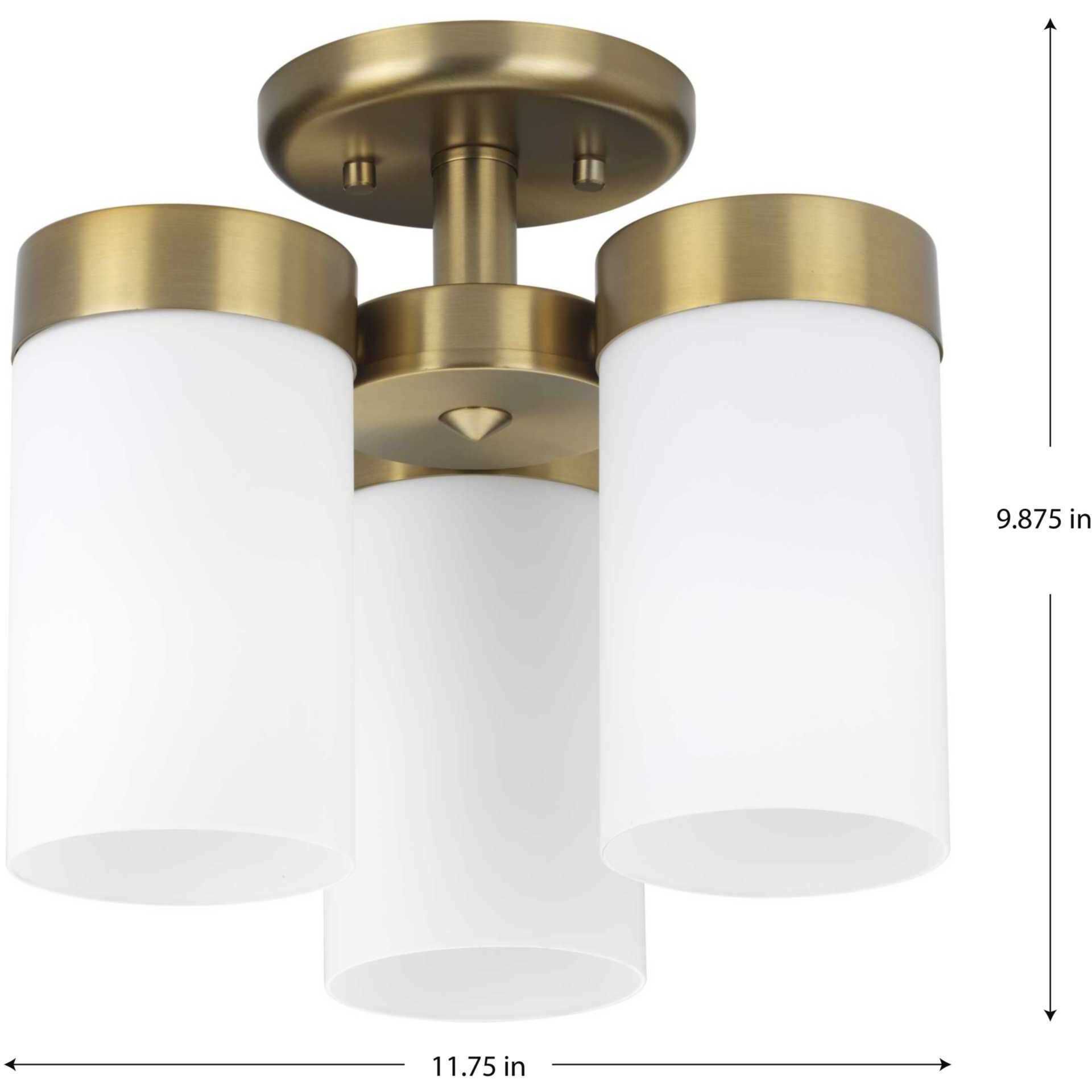 Elevate 3 Light 12 inch Brushed Bronze Flush Mount Ceiling Light, Design Series