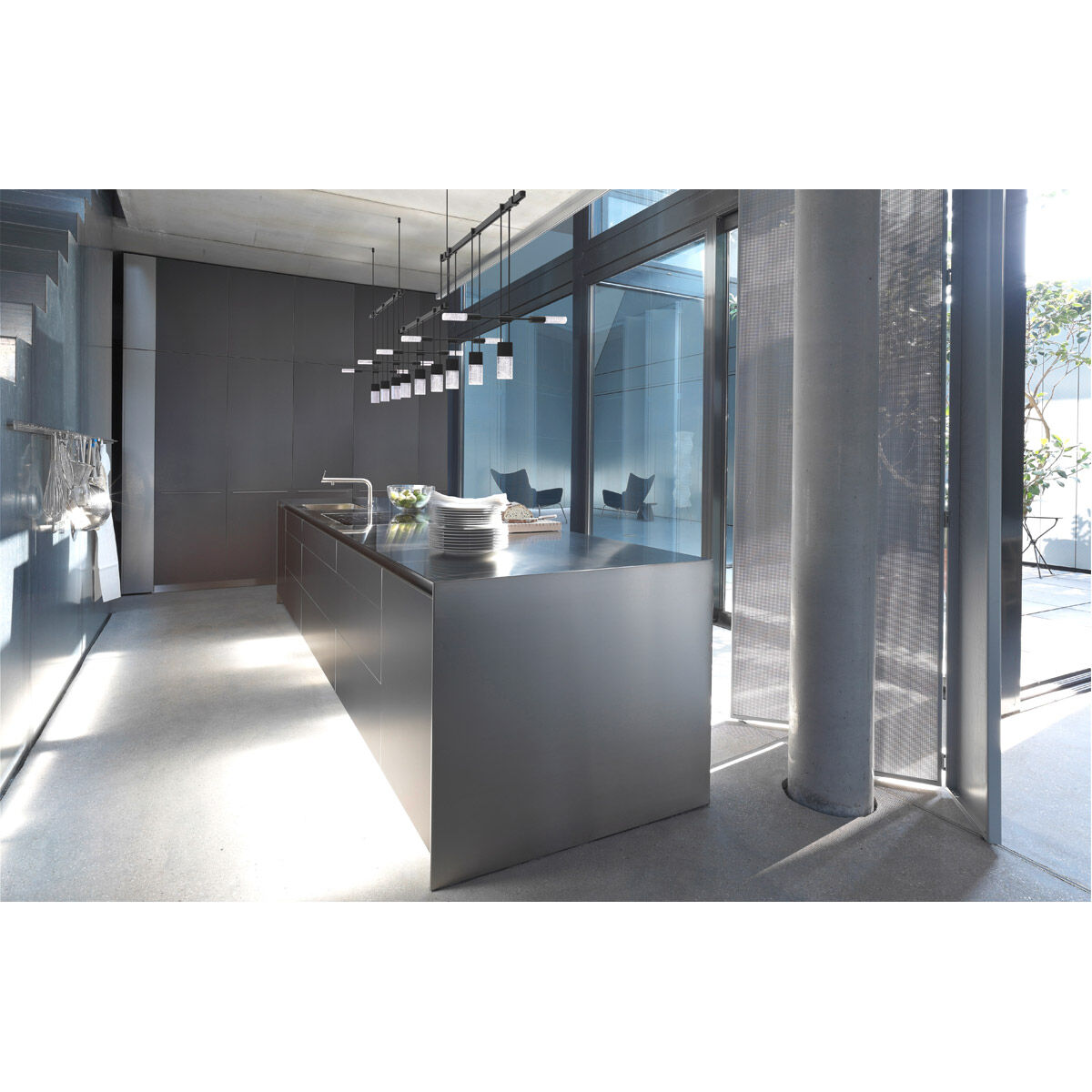 Suspenders LED 102 inch Satin Black Linear Pendant Ceiling Light