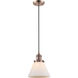 Franklin Restoration Cone LED 8 inch Antique Copper Mini Pendant Ceiling Light in Matte White, Franklin Restoration