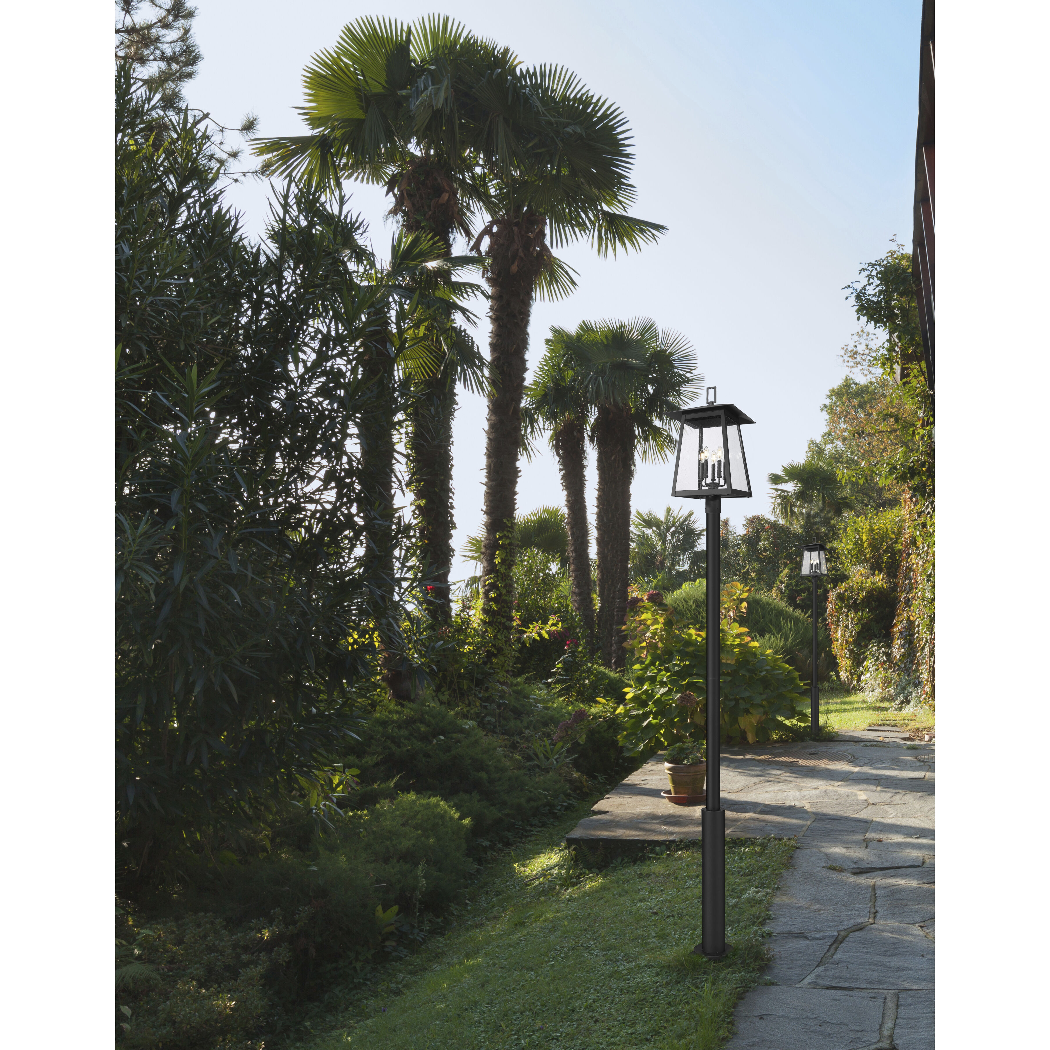 Rainer 5 Light 122 inch Black Outdoor Post Mounted Fixture in G9