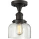 Franklin Restoration Large Bell 1 Light 8 inch Oil Rubbed Bronze Semi-Flush Mount Ceiling Light in Clear Glass, Franklin Restoration