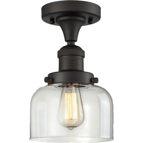 Franklin Restoration Large Bell 1 Light 8 inch Oil Rubbed Bronze Semi-Flush Mount Ceiling Light in Clear Glass, Franklin Restoration