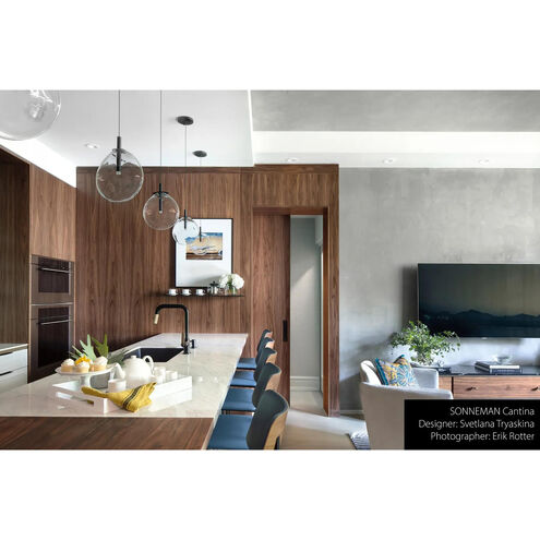 Cantina LED 9 inch Satin Black Pendant Ceiling Light in Clear Glass