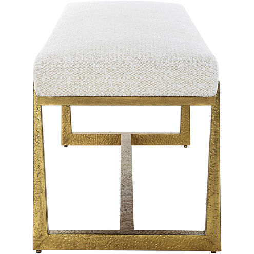 Midas Textured Antique Gold and Driftwood Toned Polyester Bench