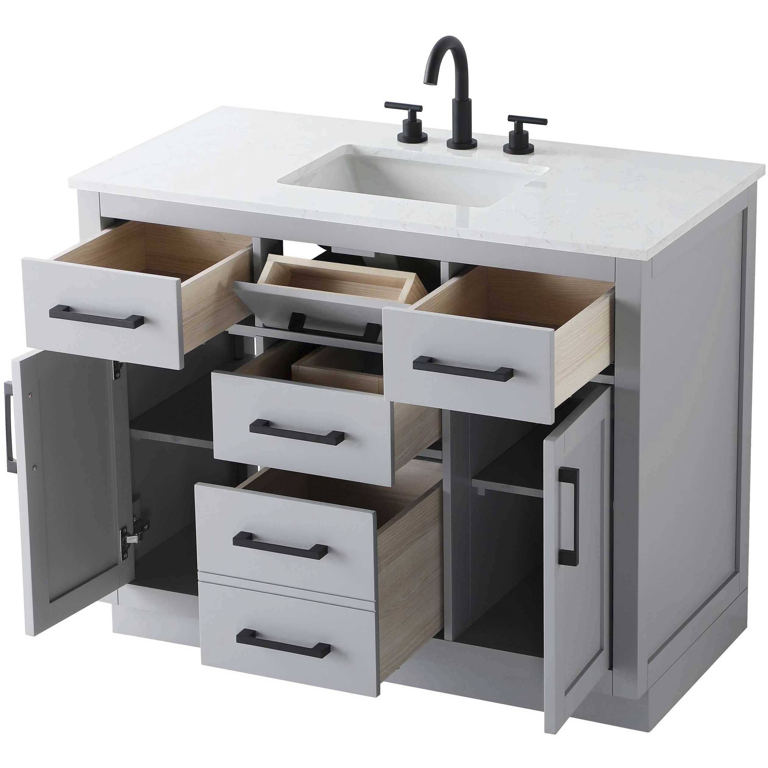 Alden 42 X 35 inch Grey Bathroom Vanity Cabinet