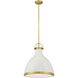 Lynk 1 Light 16.5 inch Legacy Brass and Off White Cream Pendant Ceiling Light