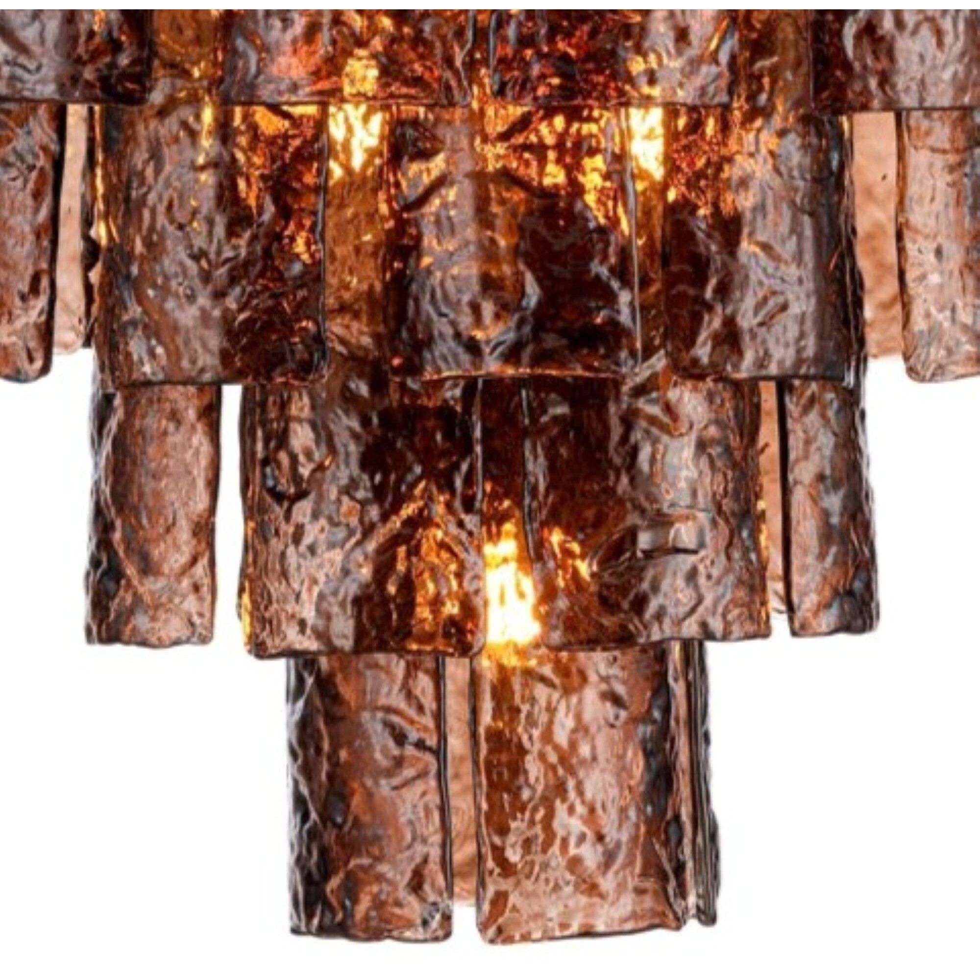 Fire and Ice 21 Light 34 inch Lacquered Gold Chandelier Ceiling Light in Dark Amber Glass