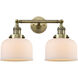 Franklin Restoration Large Bell LED 8 inch Antique Brass Bath Vanity Light Wall Light in Matte White Glass, Franklin Restoration