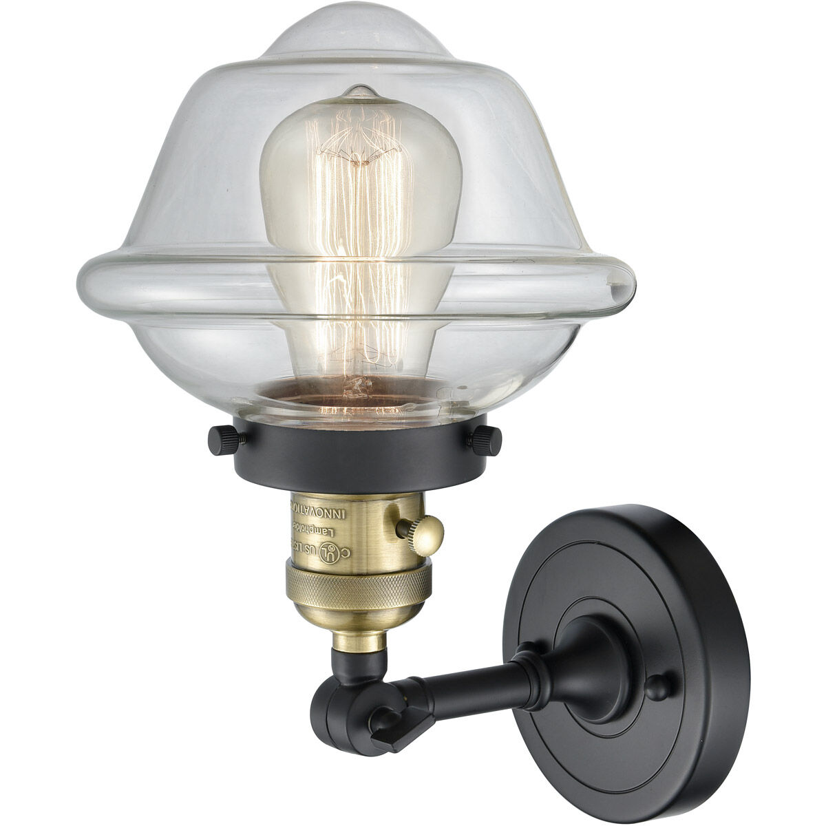 Franklin Restoration Small Oxford LED 7.5 inch Black Antique Brass Sconce Wall Light, Franklin Restoration