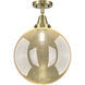 Beacon 1 Light 12 inch Antique Brass Flush Mount Ceiling Light in Mercury Glass