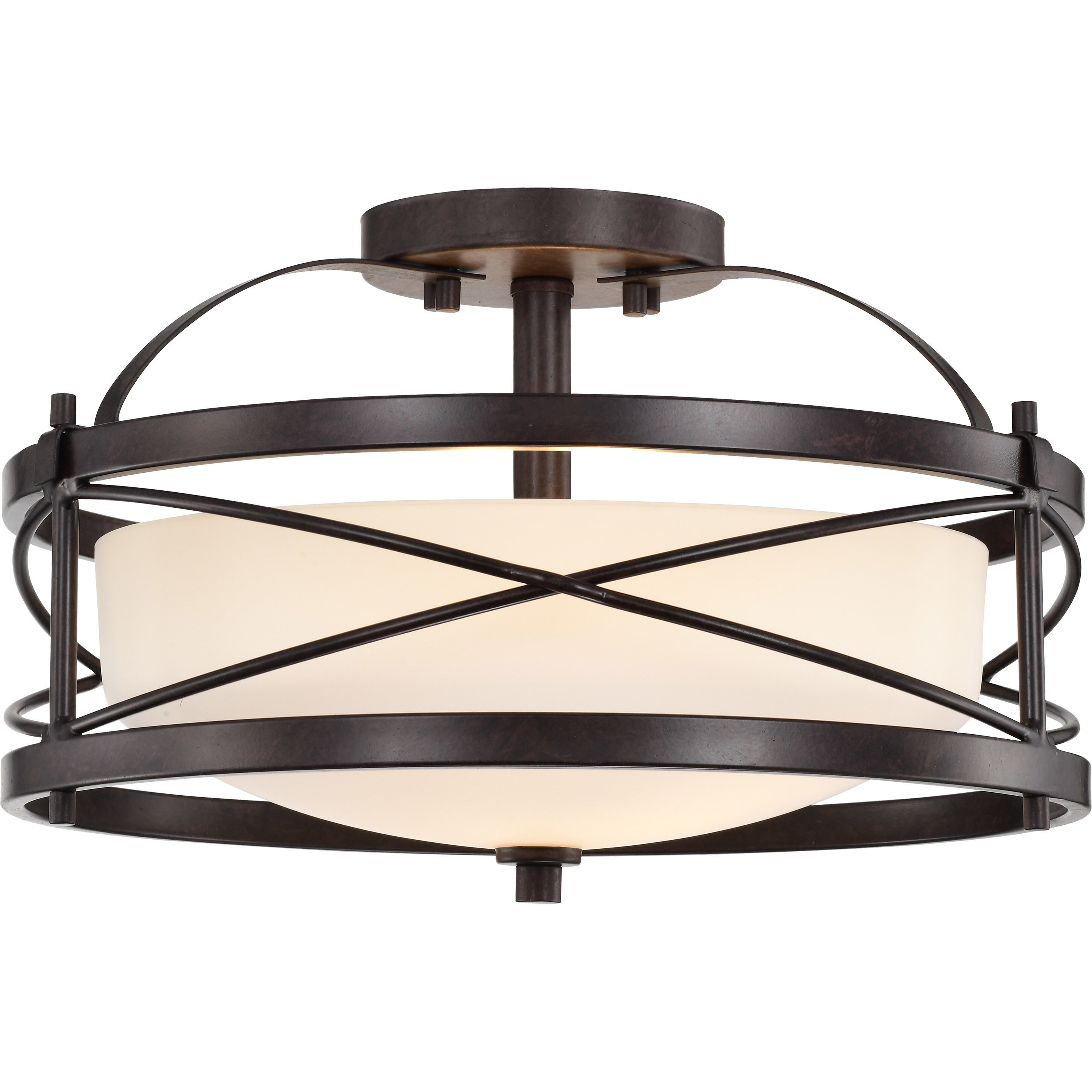 Ginger 2 Light 14 inch Old Bronze Semi Flush Mount Ceiling Light