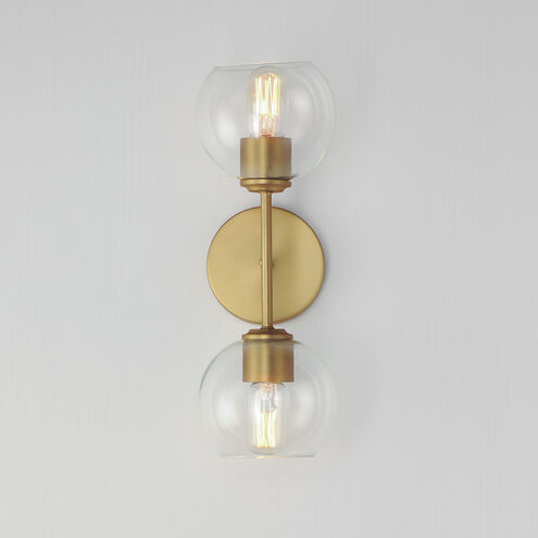 Knox 2 Light 17 inch Natural Aged Brass Wall Sconce Wall Light