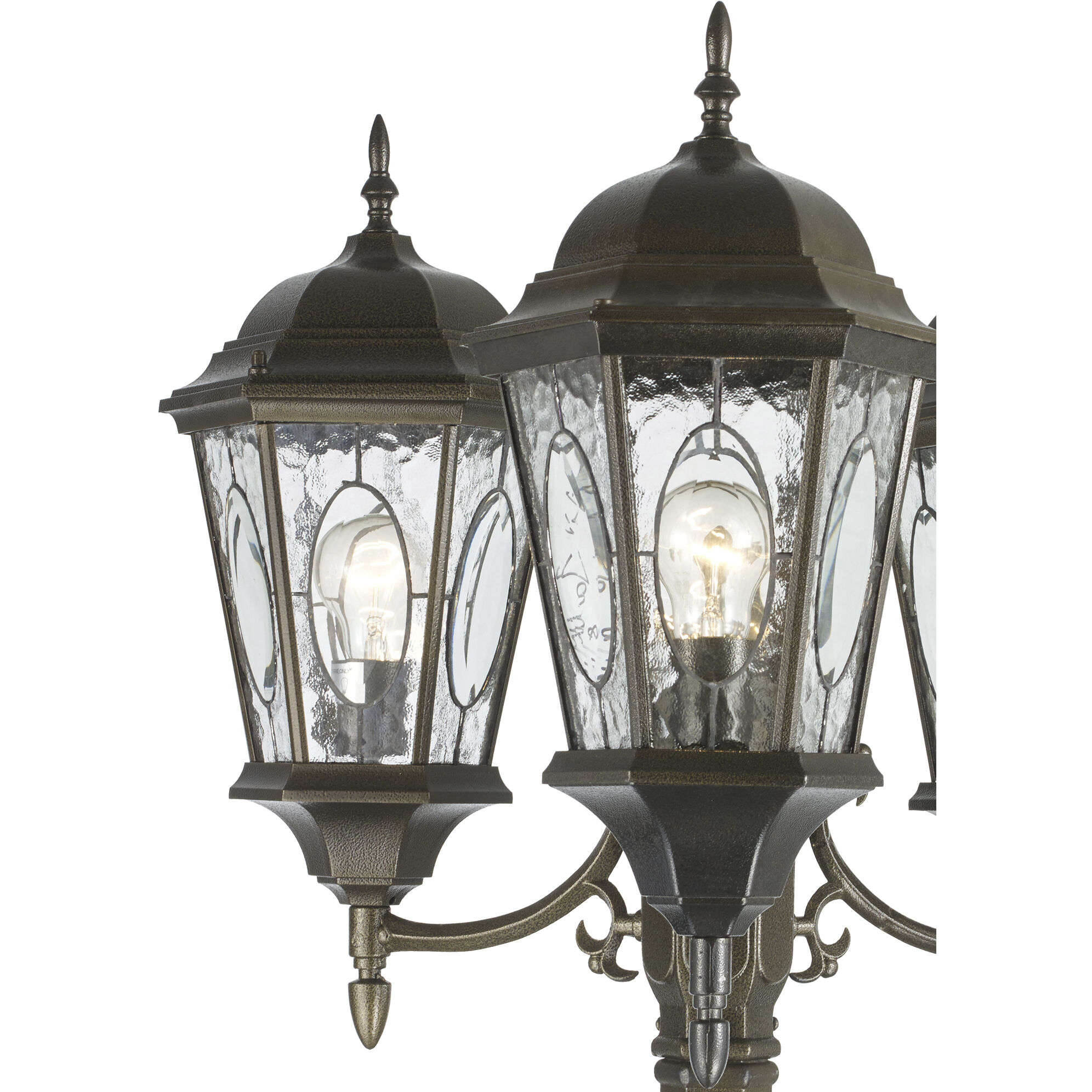 Villa Nueva 3 Light 96 inch Black Bronze Outdoor Pole Light in Brown 