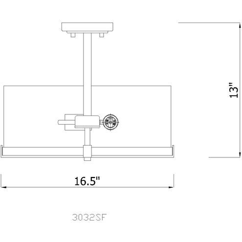 Callista 3 Light 16.5 inch Rubbed Brass Semi Flush Mount Ceiling Light