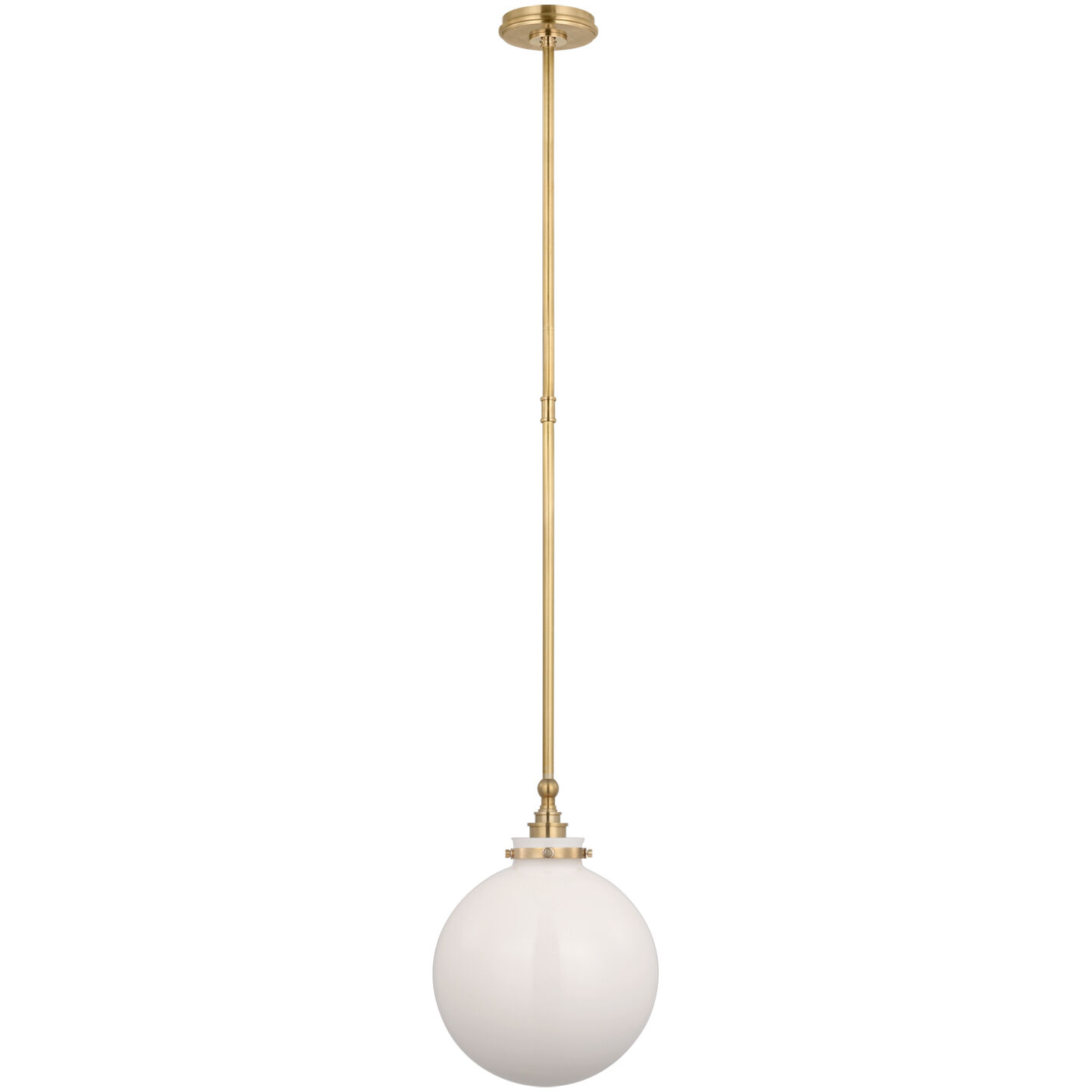 Chapman & Myers Parkington LED 10 inch Antique-Burnished Brass Globe Pendant Ceiling Light in White Glass
