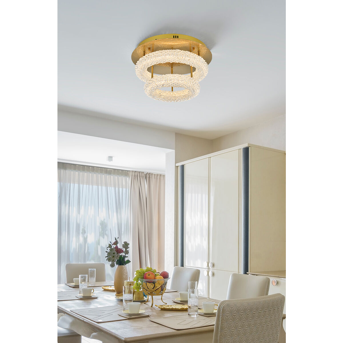 Bowen 2 Light 18 inch Satin Gold Flush Mount Ceiling Light