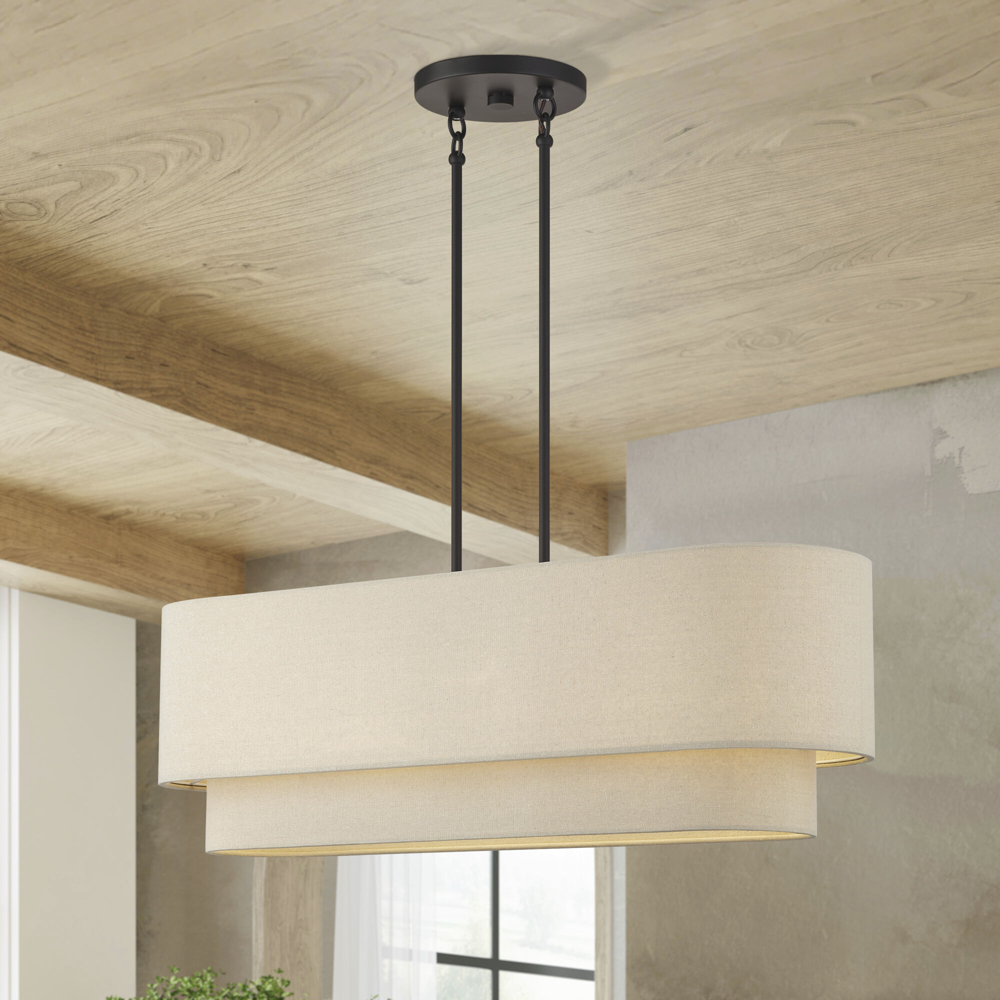 Bellingham 4 Light 36 inch Bronze Linear Chandelier Ceiling Light, Large