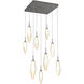 Rock Crystal LED 26.1 inch Graphite Chandelier Ceiling Light in Chilled Amber, 2700K LED, Square Multi-Port