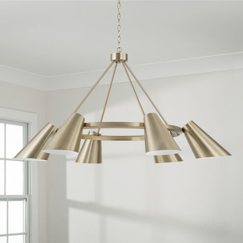 Leo 6 Light 48 inch Matte Brass Chandelier Ceiling Light