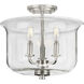 Winslett 3 Light 14 inch Brushed Nickel Semi-Flush Mount Convertible Ceiling Light
