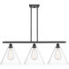 Ballston Ballston Cone 3 Light 39 inch Matte Black Island Light Ceiling Light in Clear Glass