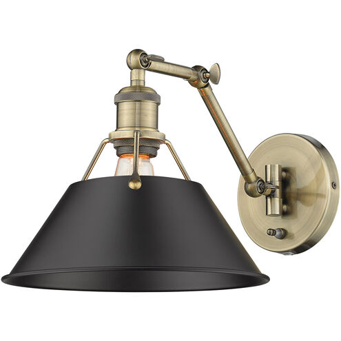 Orwell 1 Light 10 inch Aged Brass Articulating Wall Sconce Wall Light in Matte Black, Adjustable