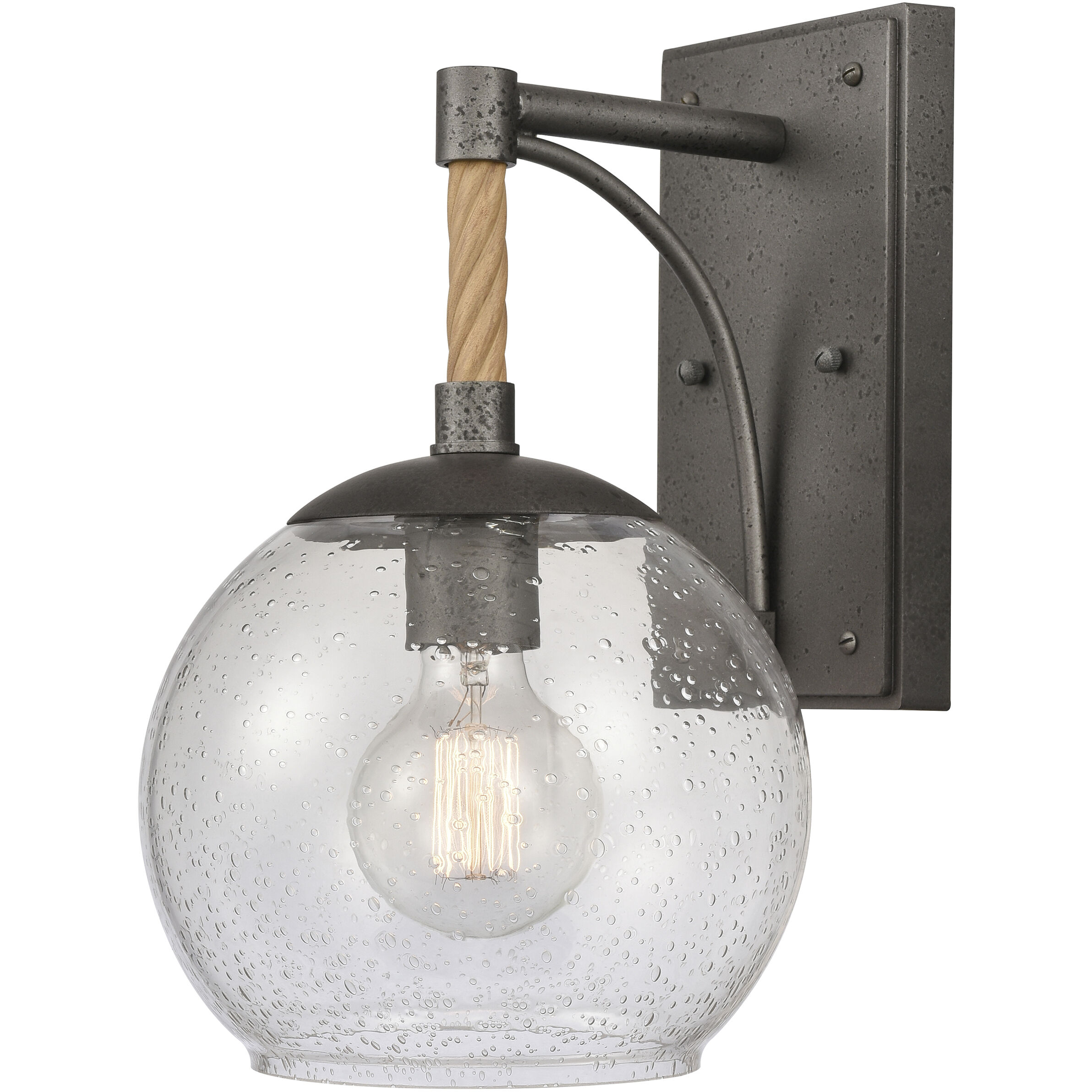 Orlando 1 Light 13.5 inch Iron with Natural Outdoor Wall Sconce