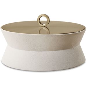 Luxe 10 inch White Faux Shagreen and Plated Brushed Brass Box