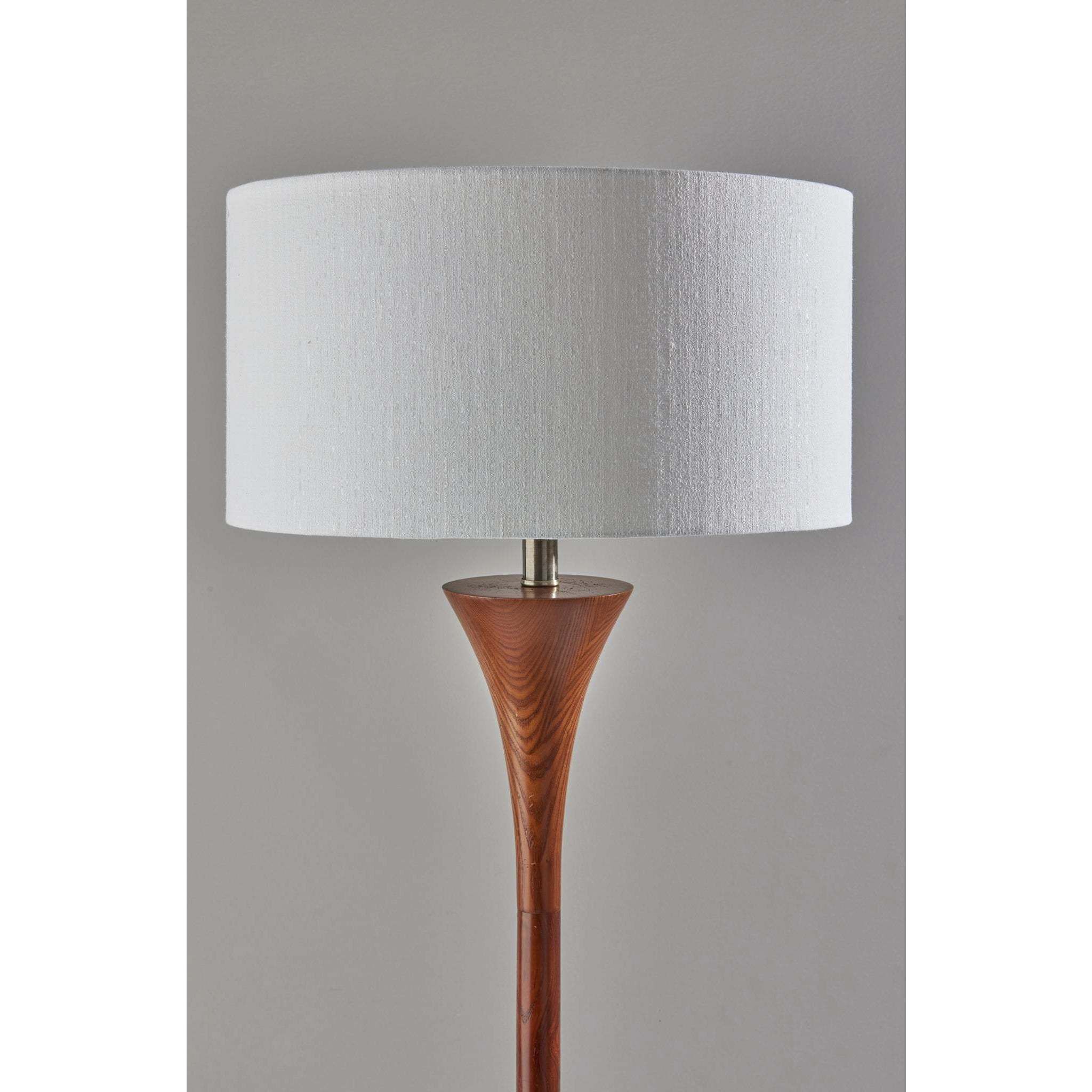 Rebecca 60 inch 100.00 watt Walnut Rubberwood with Antique Brass Accent Floor Lamp Portable Light